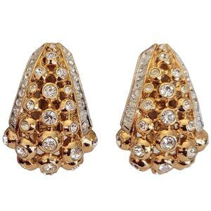 Elizabeth Taylor Avon Clear Baguette Rhinestone Evening Star Clip Earrings, K549